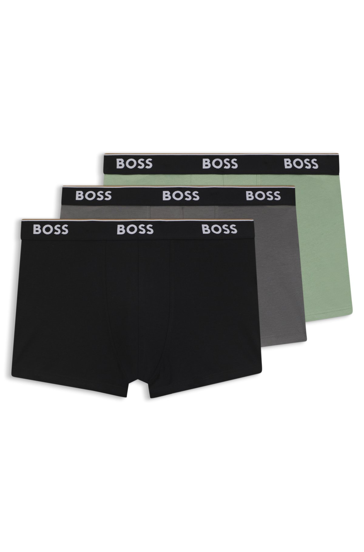 Conjunto de três cuecas de algodão elástico com cintas com logotipo