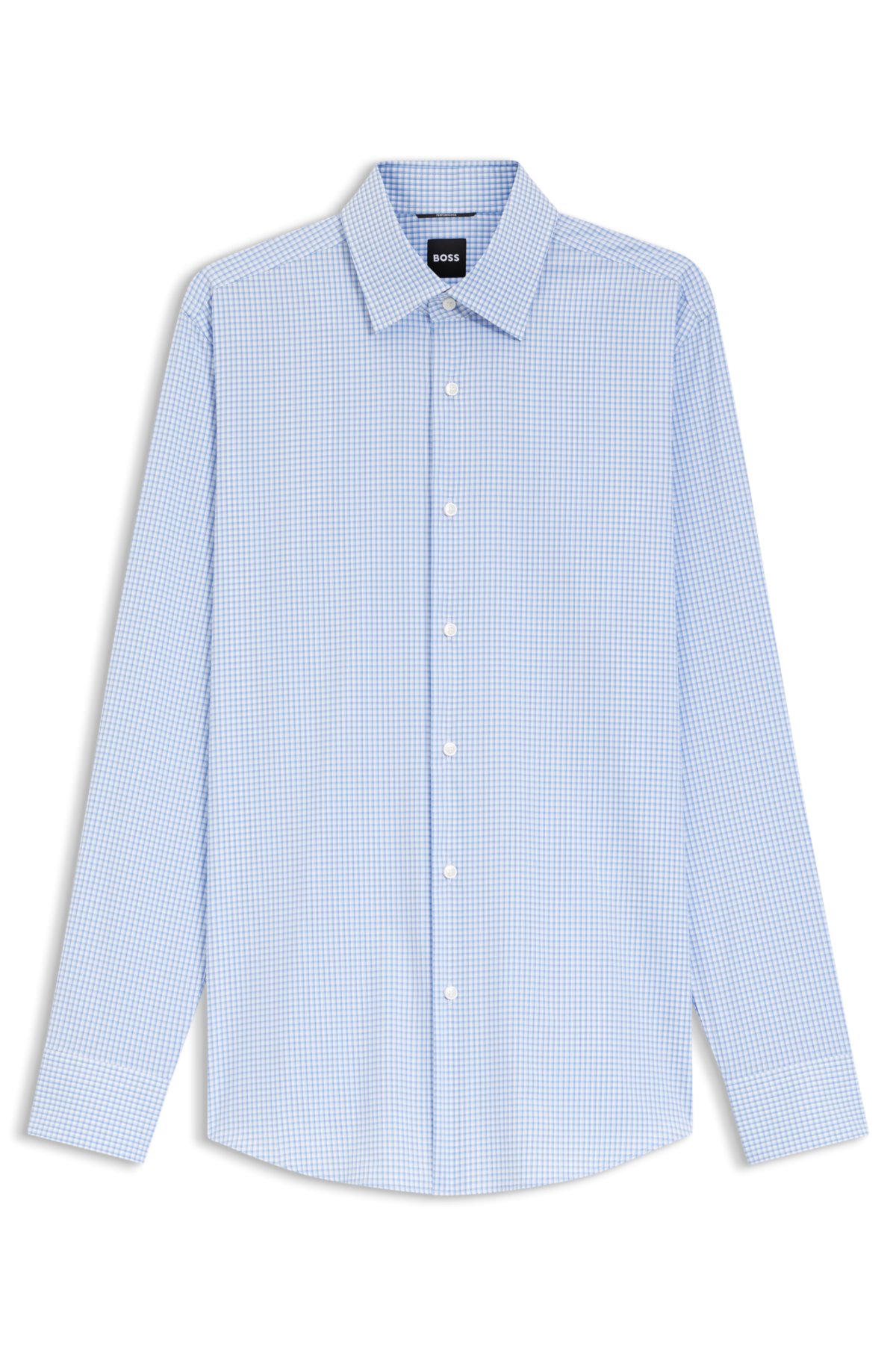 Camisa slim-fit listrada em tecido elástico de desempenho