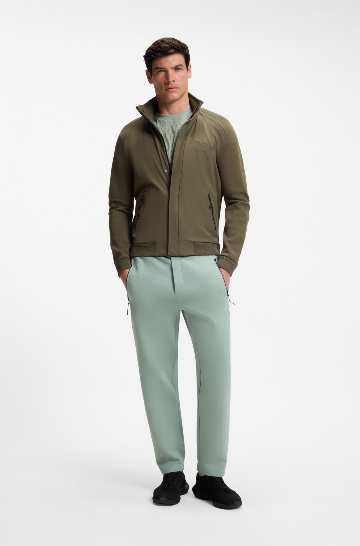 Camiseta masculina em algodão jacquard com corte solto Porsche x BOSS
