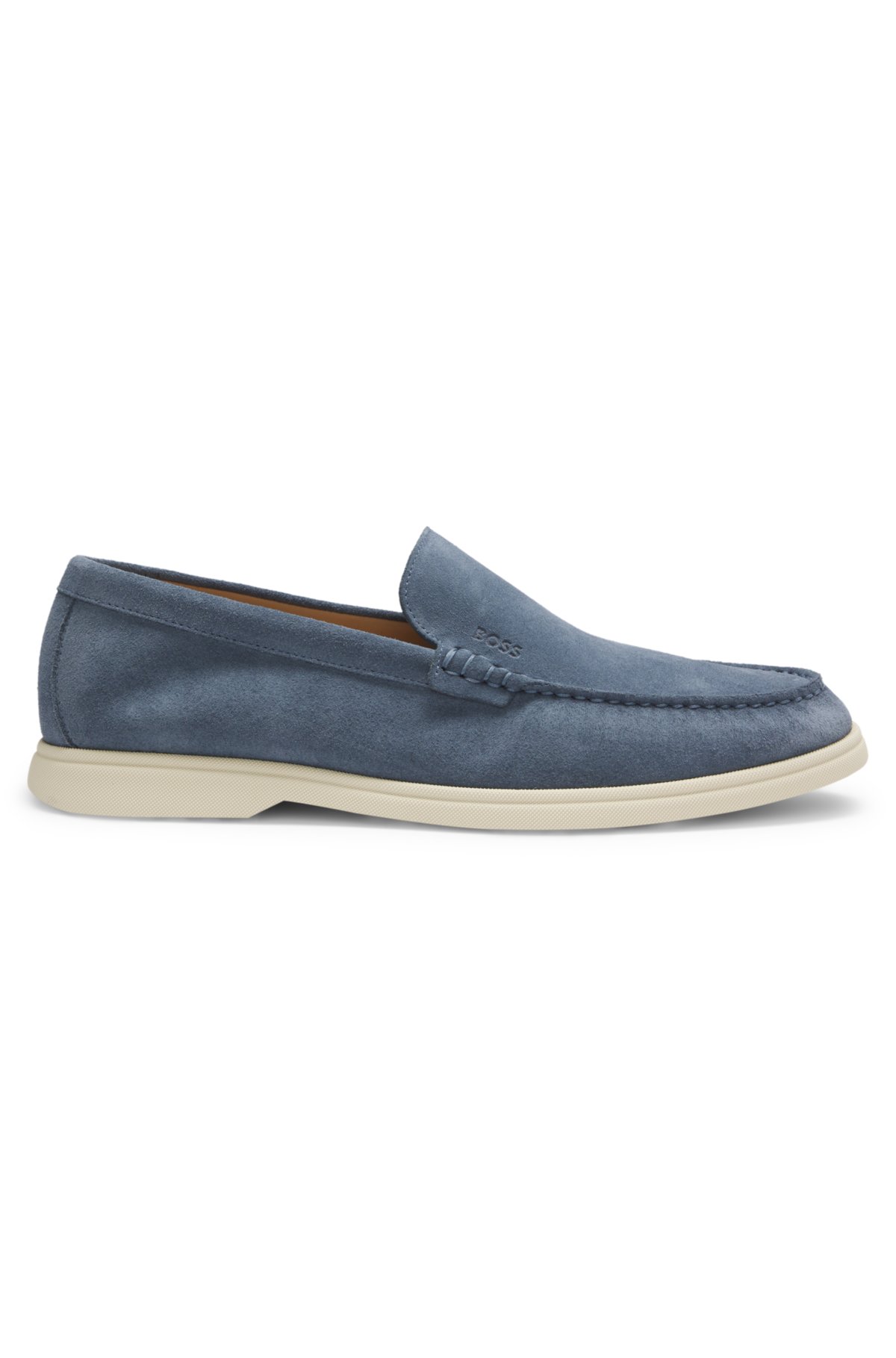 Mocassins com logotipo em relevo em camurça