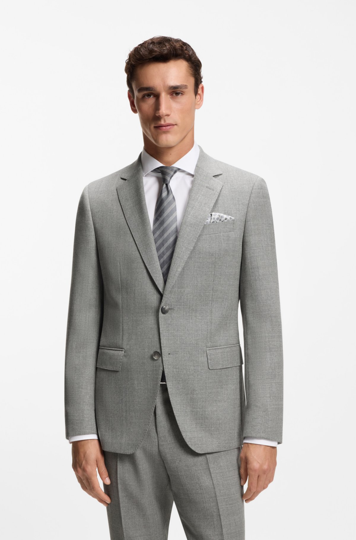 Jaqueta slim-fit com estampa em lã elástica