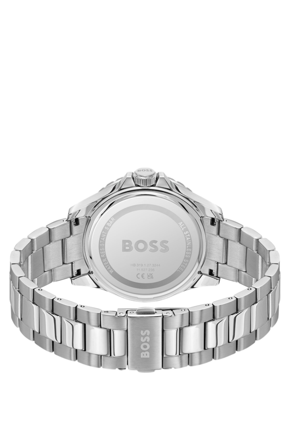 Relógio com pulseira de aço e mostrador preto