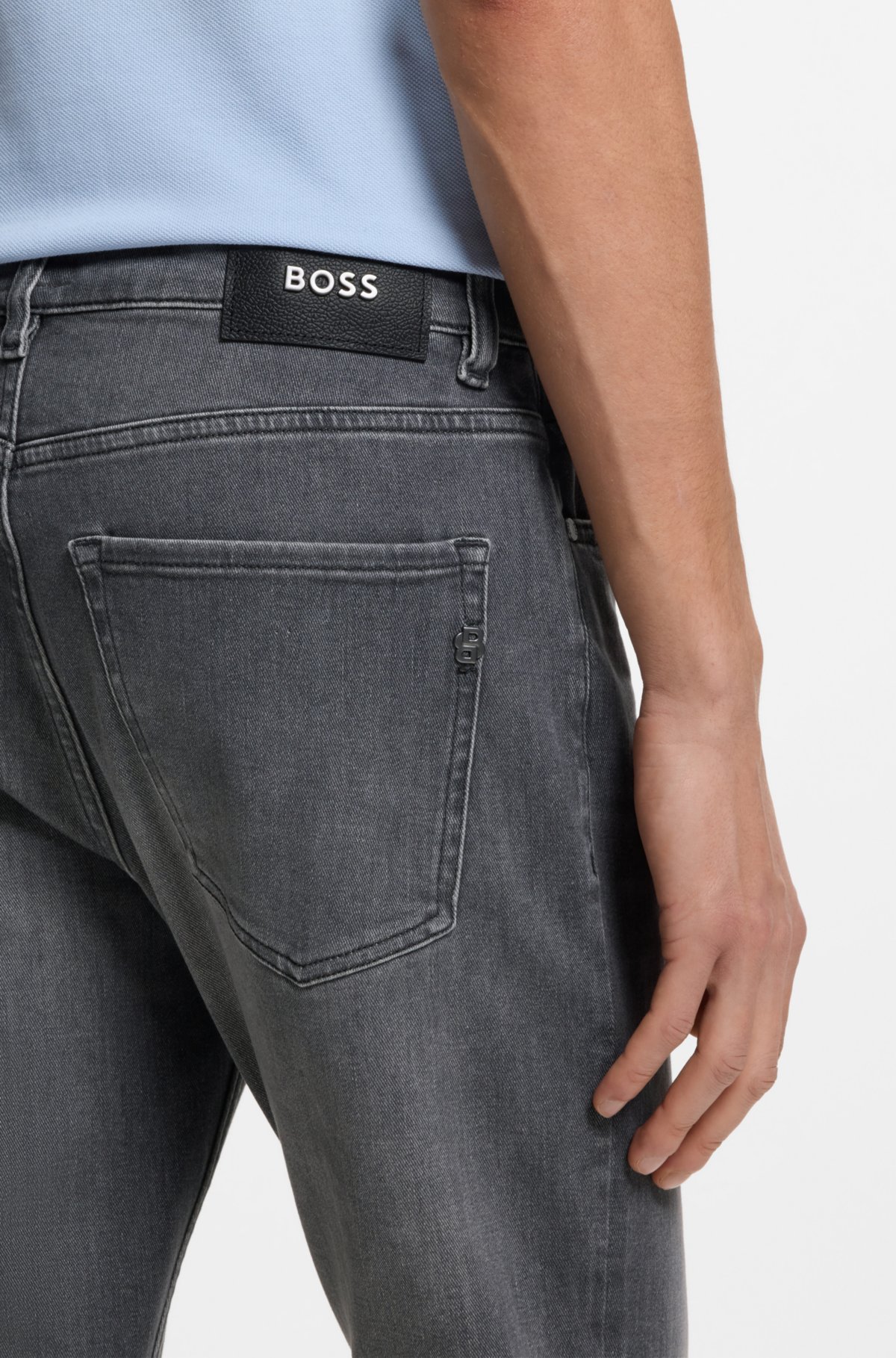 Calças jeans slim-fit cinza em denim elástico
