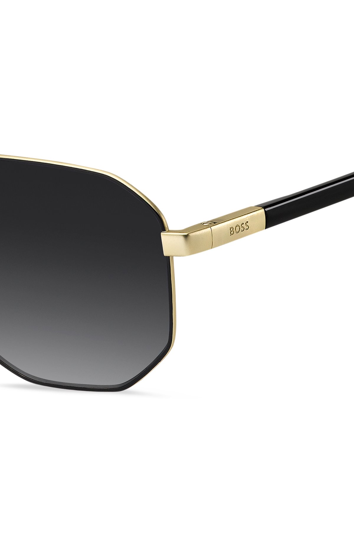 Óculos de sol com acabamento dourado e detalhes pretos