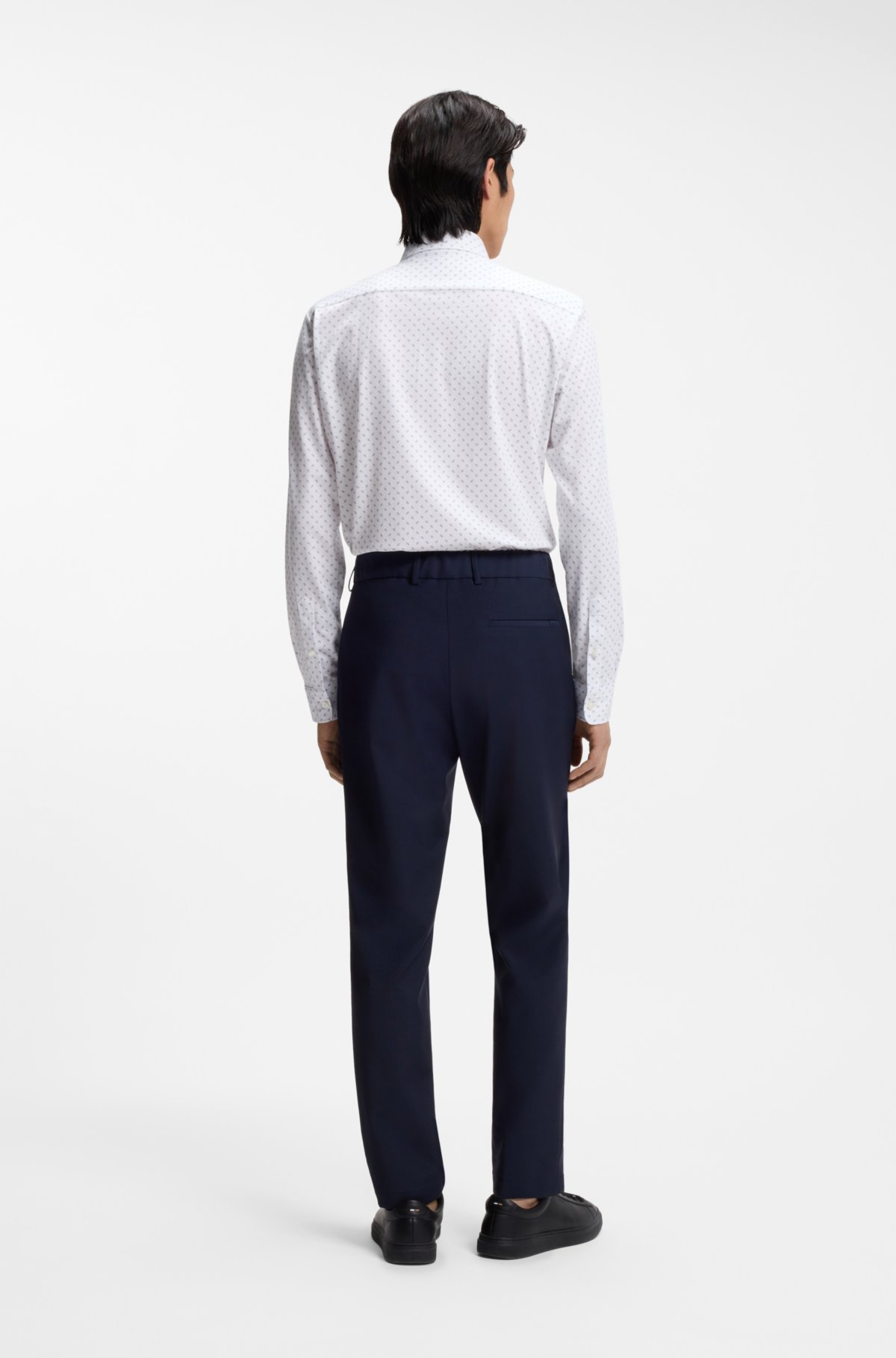 Camisa slim-fit estampada em mistura de algodão