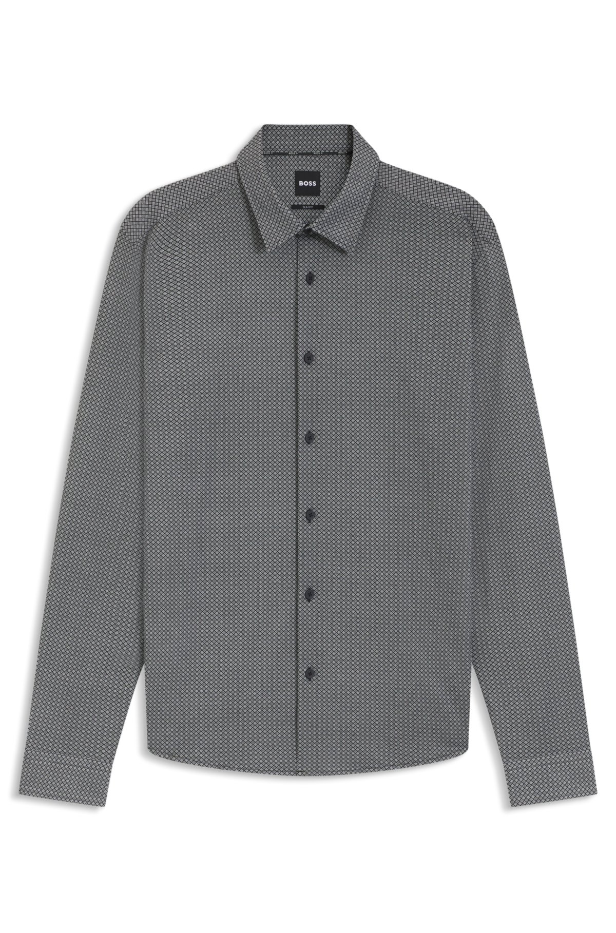 Camisa slim-fit estampada em tecido flex-weave