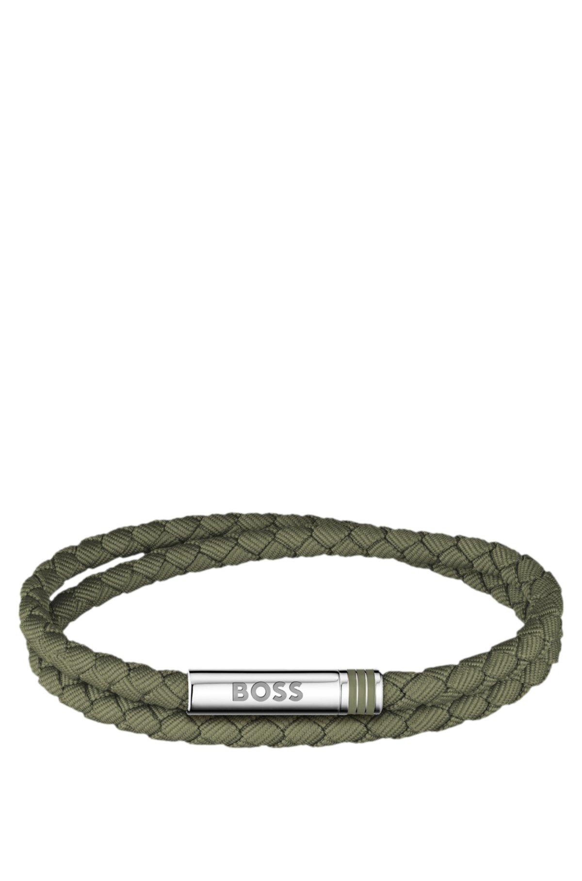 Pulseira dupla em verde com fechamento com logotipo