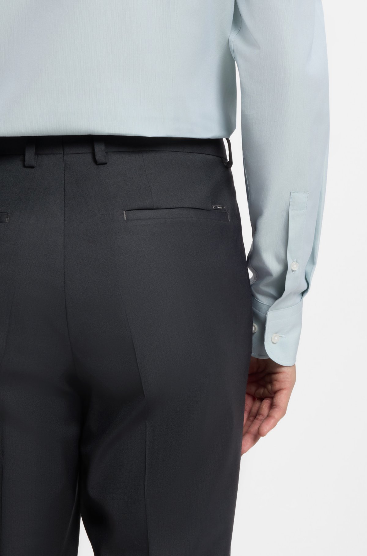 Calças slim-fit em mistura de lã com efeito melange