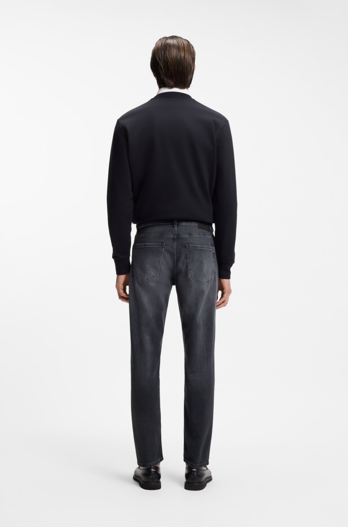 Calças jeans masculinas slim regular em denim italiano