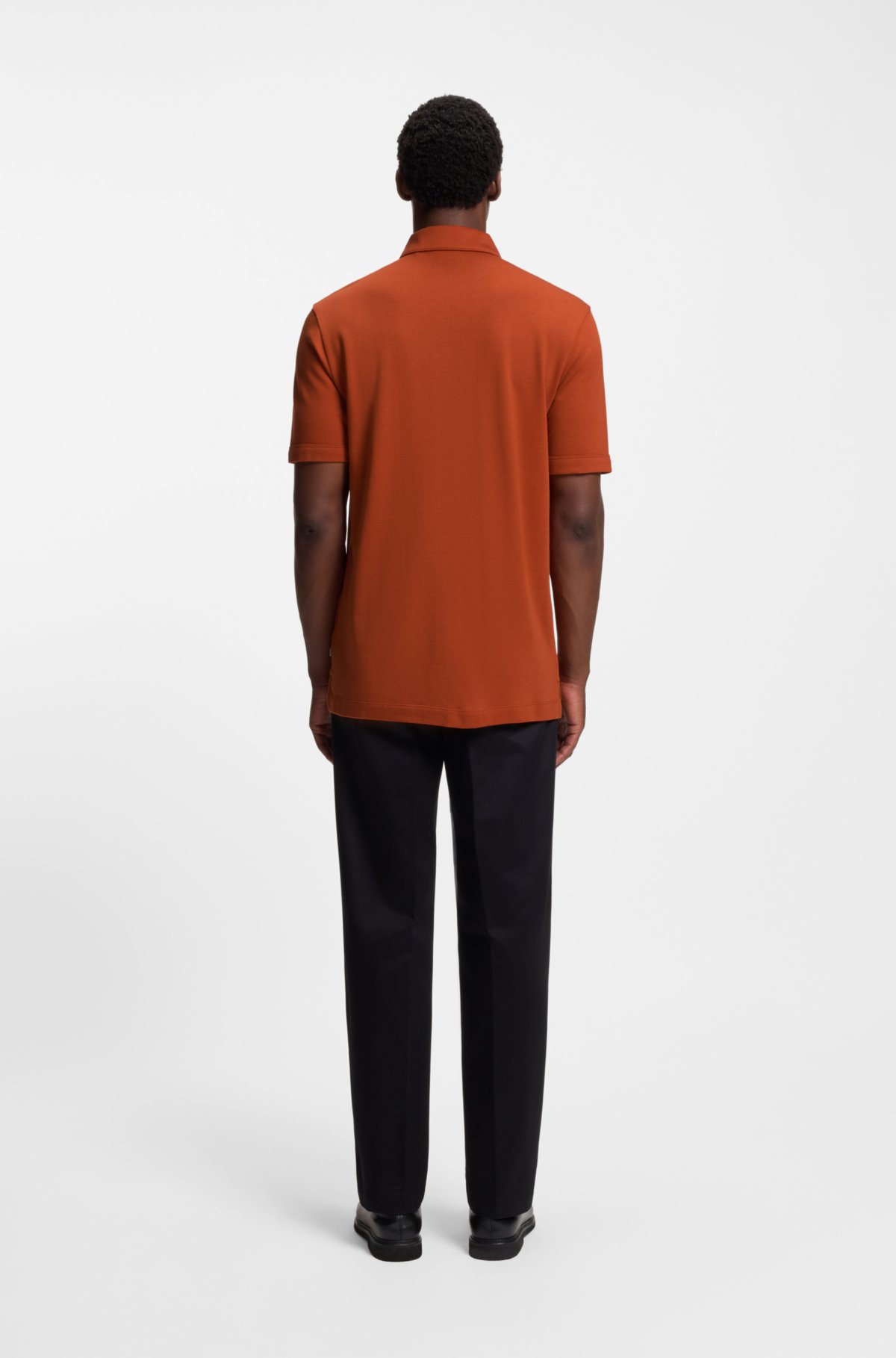 Camisa polo piqué com gola de zíper