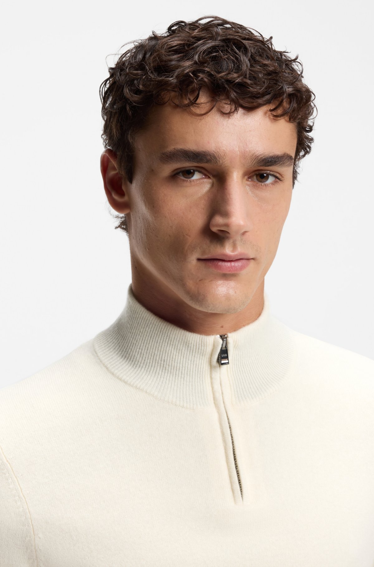 Suéter de lã e cashmere com gola de zíper