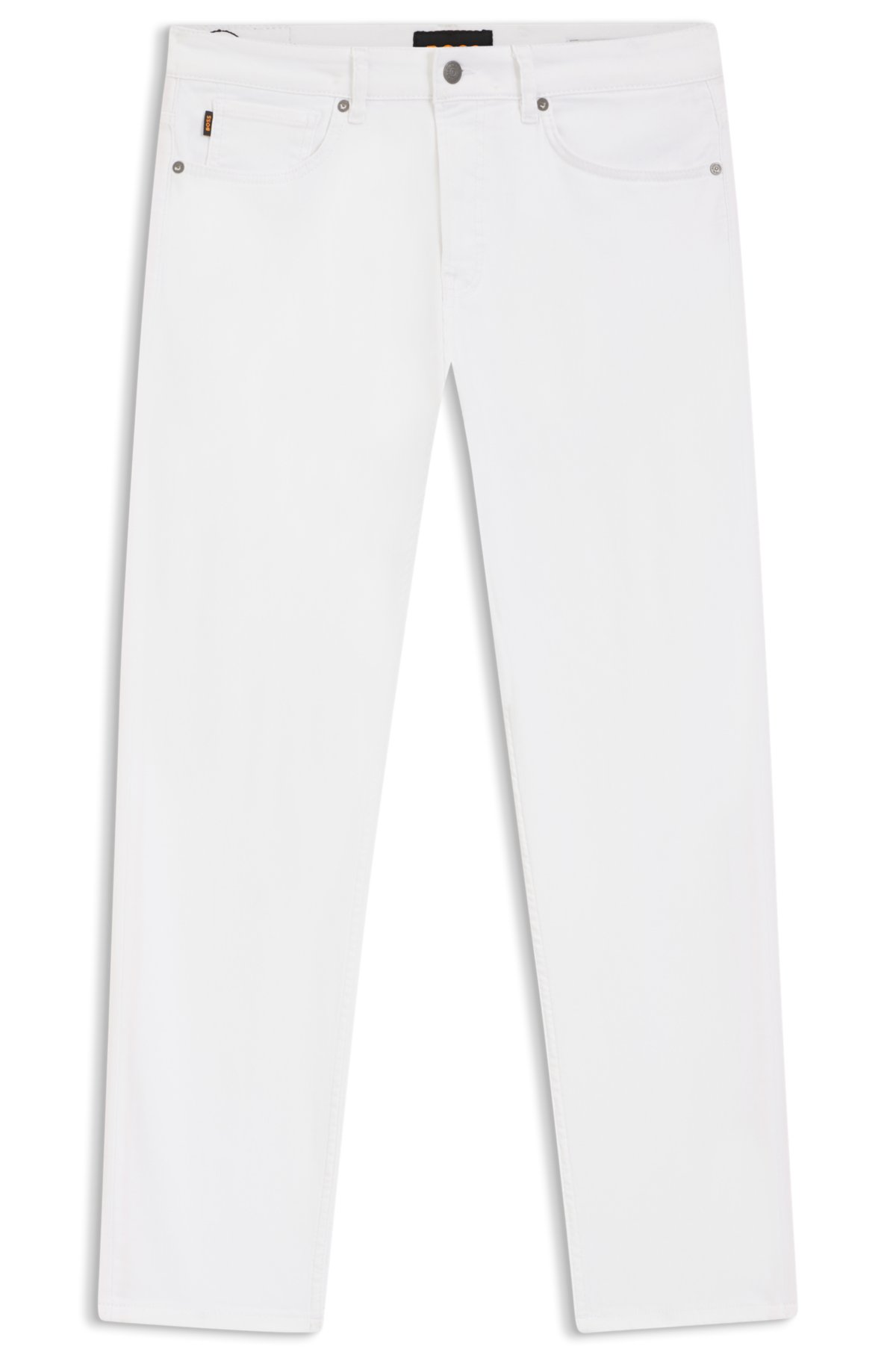 Calças masculinas de corte regular em jeans branco soft-motion