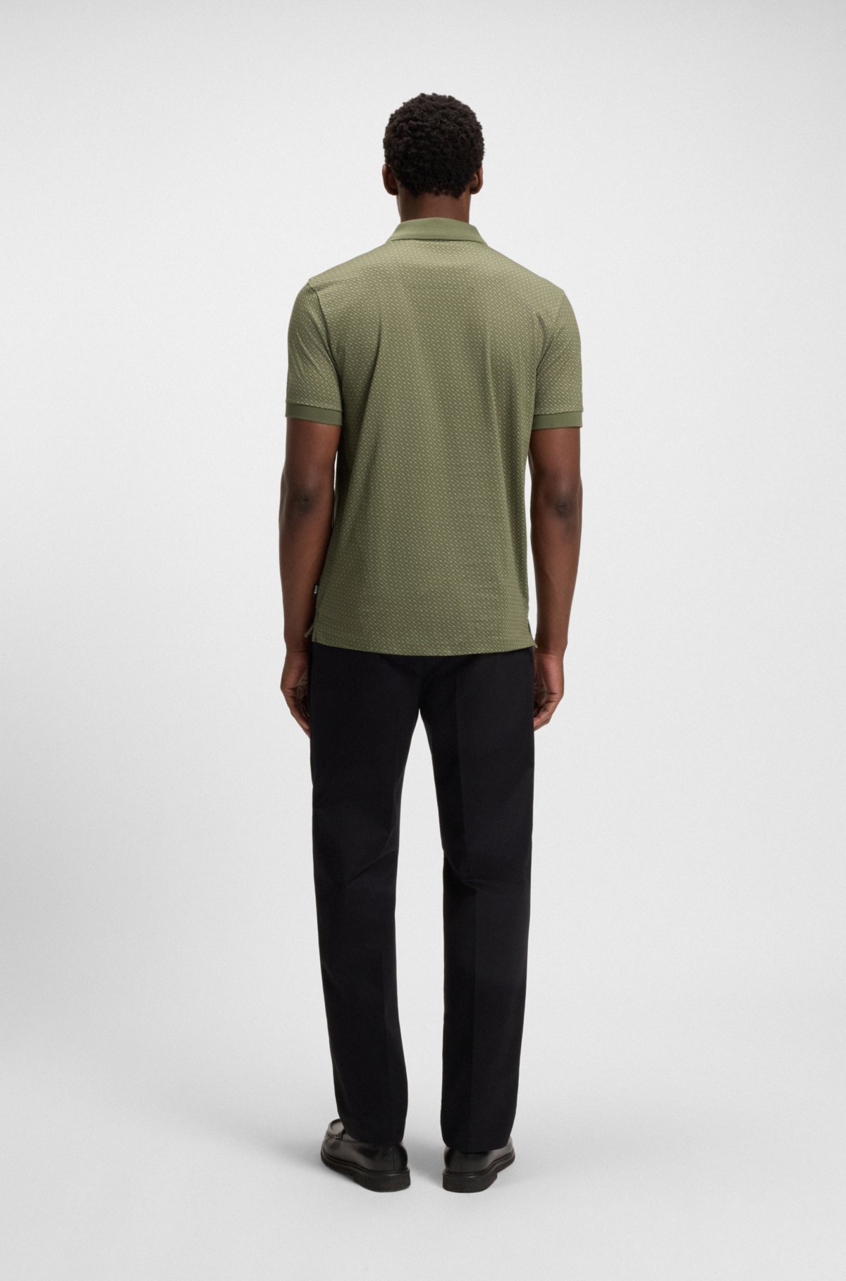 Camiseta polo de algodão mercerizado com monogramas em dois tons