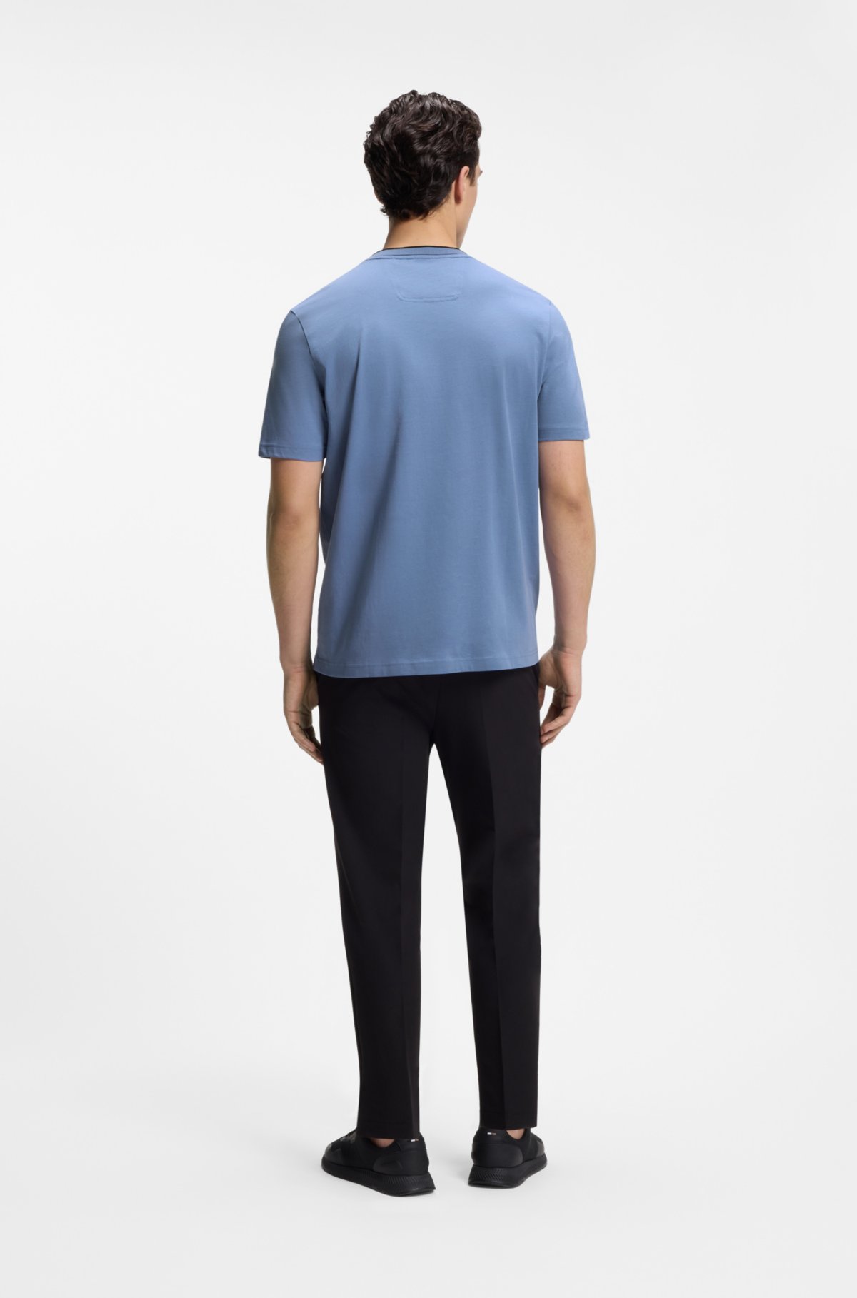 Camiseta de algodão com logo gola careca