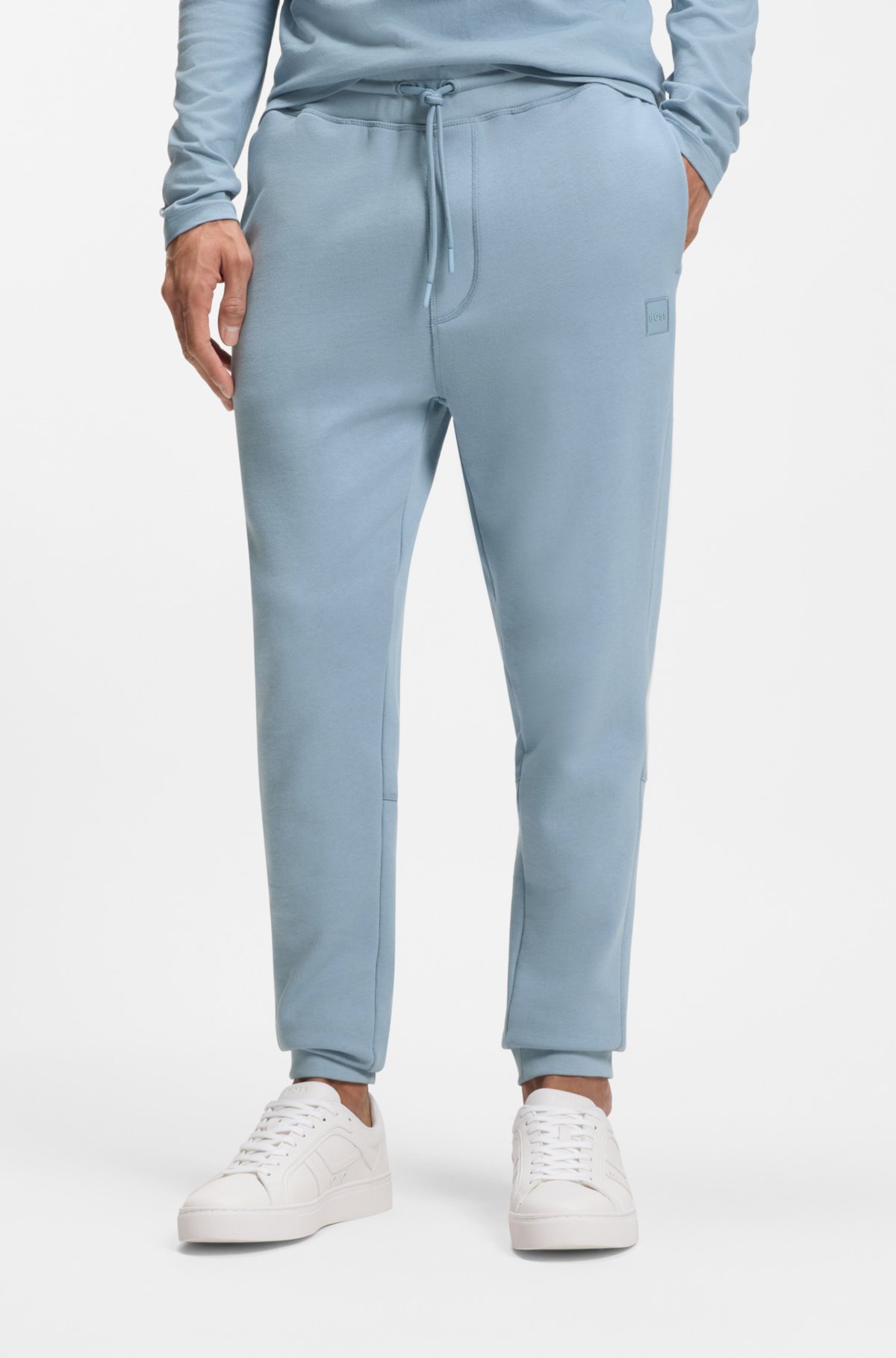 Calças de pijama com patch de logotipo em terry de algodão