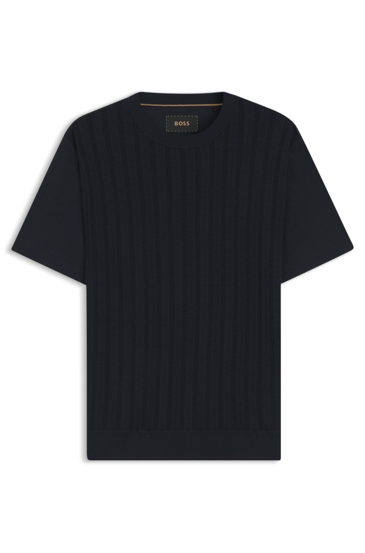 Camiseta de malha com tricô em algodão e seda