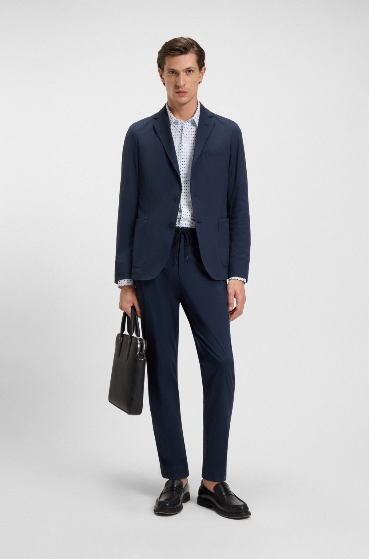 Camisa slim-fit estampada em malha italiana de alto desempenho
