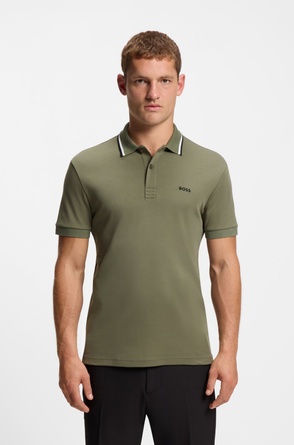 Camisa polo slim-fit de algodão em malha