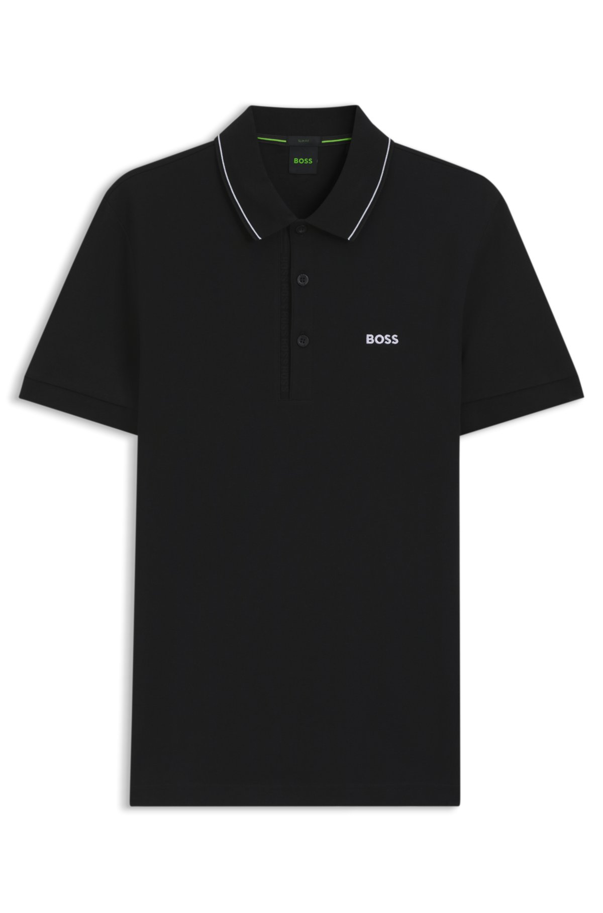 Camiseta polo slim-fit com logo tonal em piqué de algodão