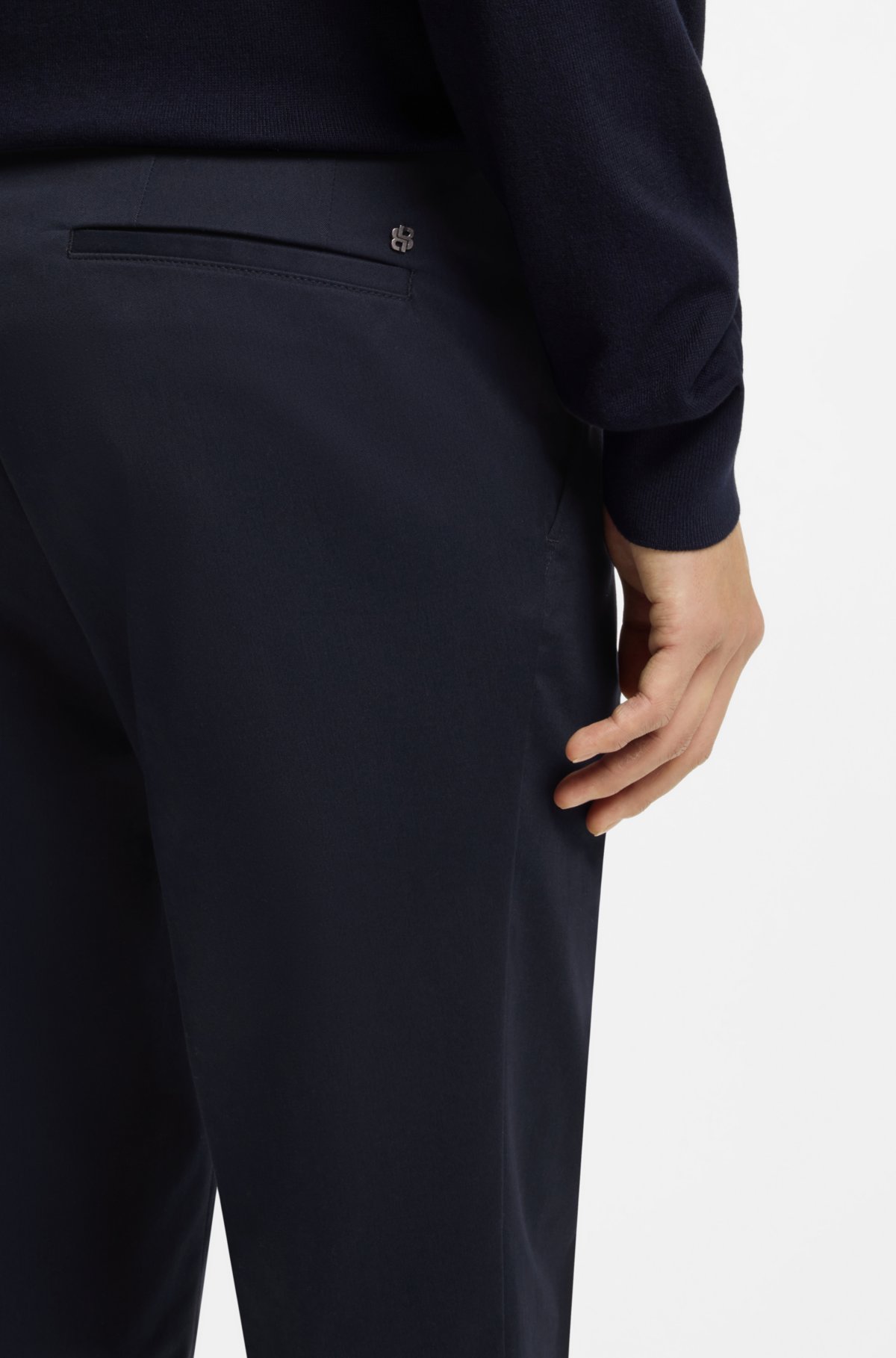 Calças slim-fit laváveis em algodão elástico