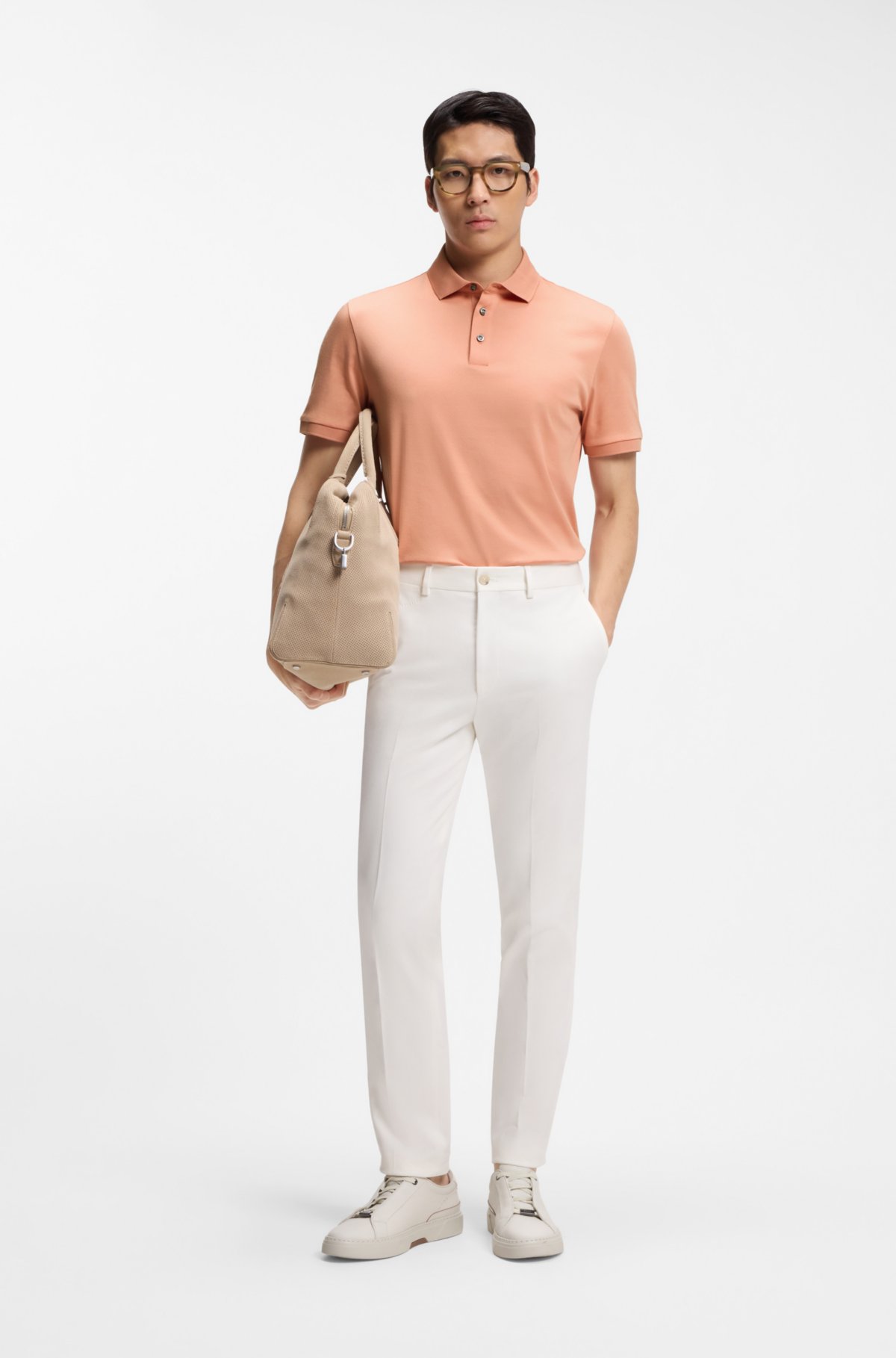 Camiseta polo com corte regular em algodão italiano mercerizado
