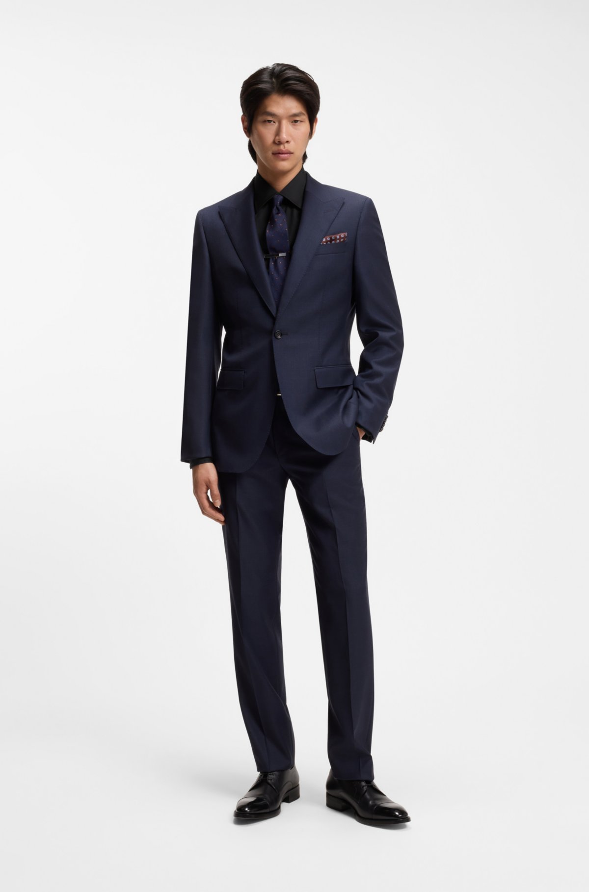 Camisa slim-fit em popeline de algodão com elastano