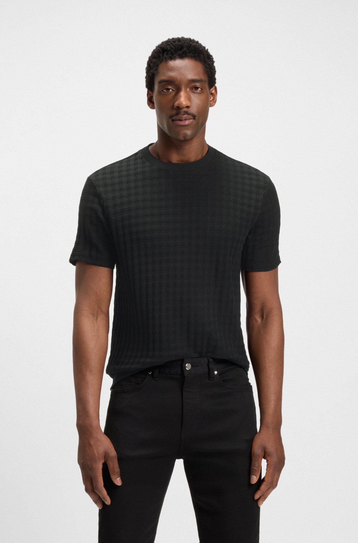 Camiseta de malha de algodão mercerizado Porsche x BOSS com estampa houndstooth