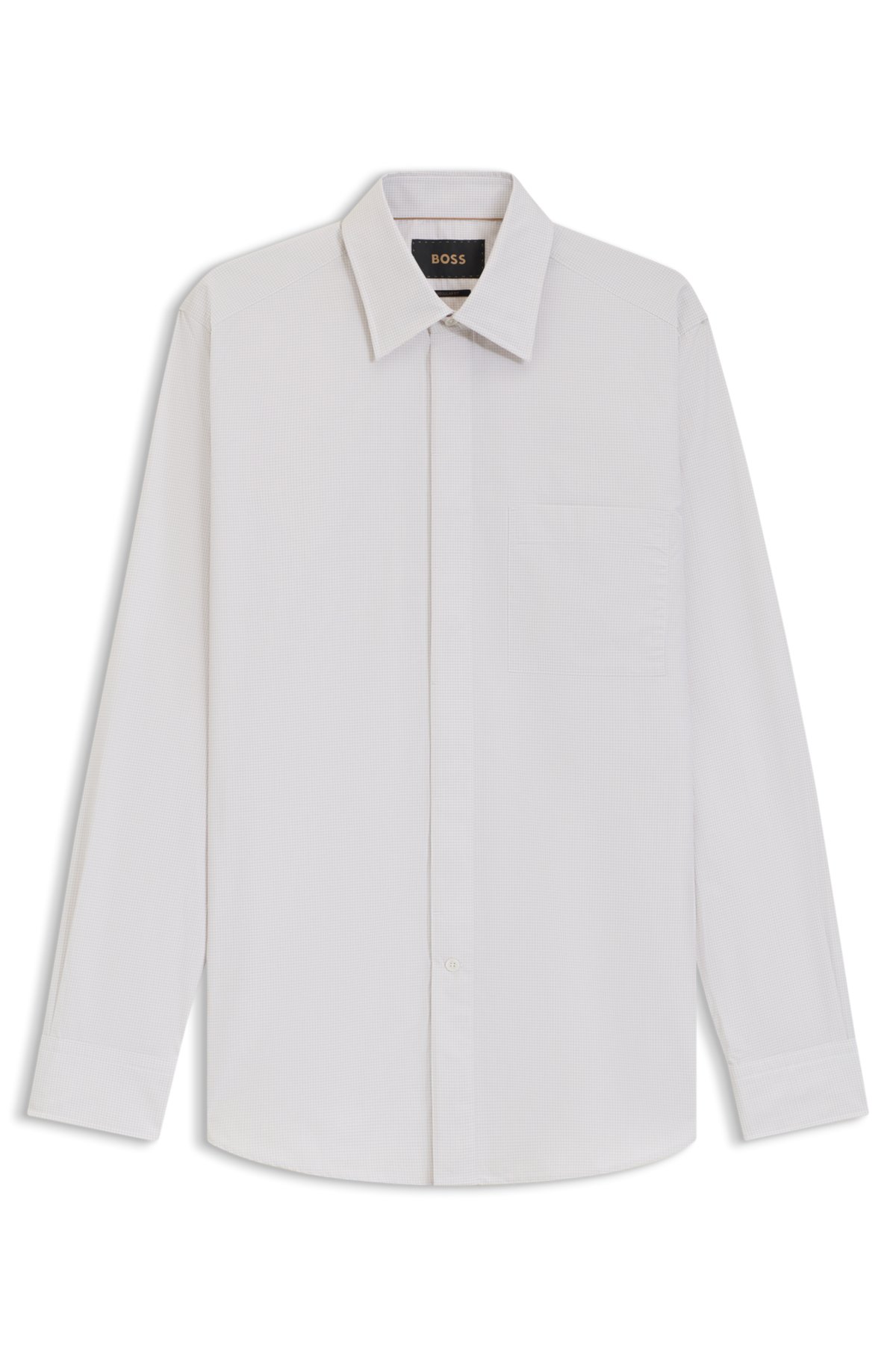 Camisa regular-fit com estampa micro-listrada em algodão feito na Itália