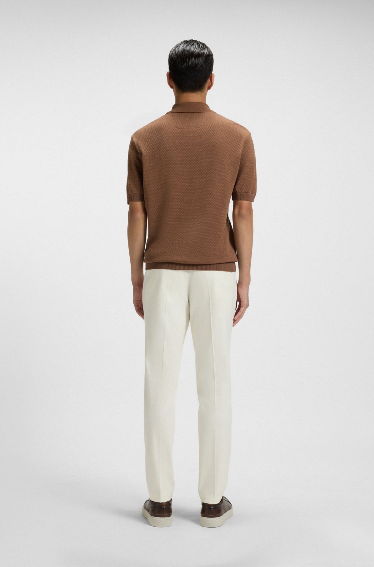 Camisa de polo de algodão-seda com corte regular e acabamento mercerizado