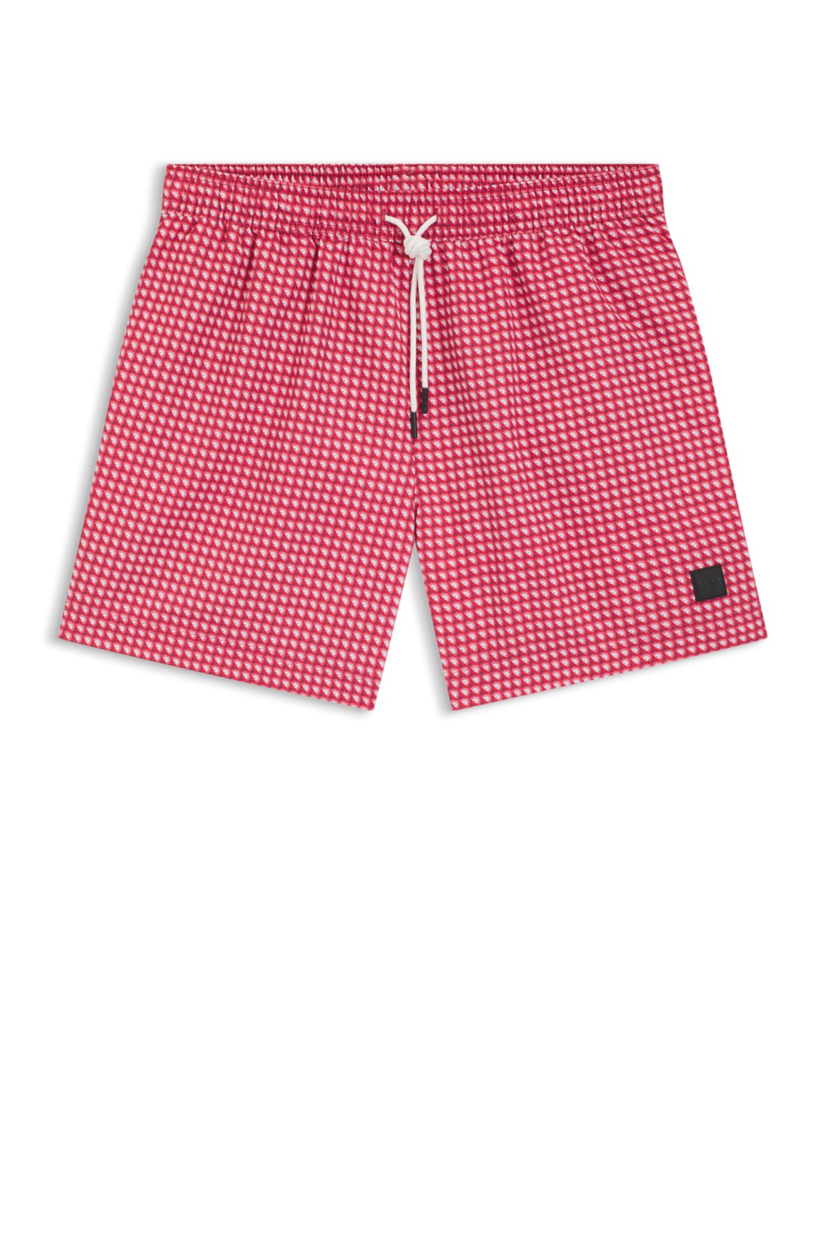 Bermudas de banho com estampa micro e patch com logotipo
