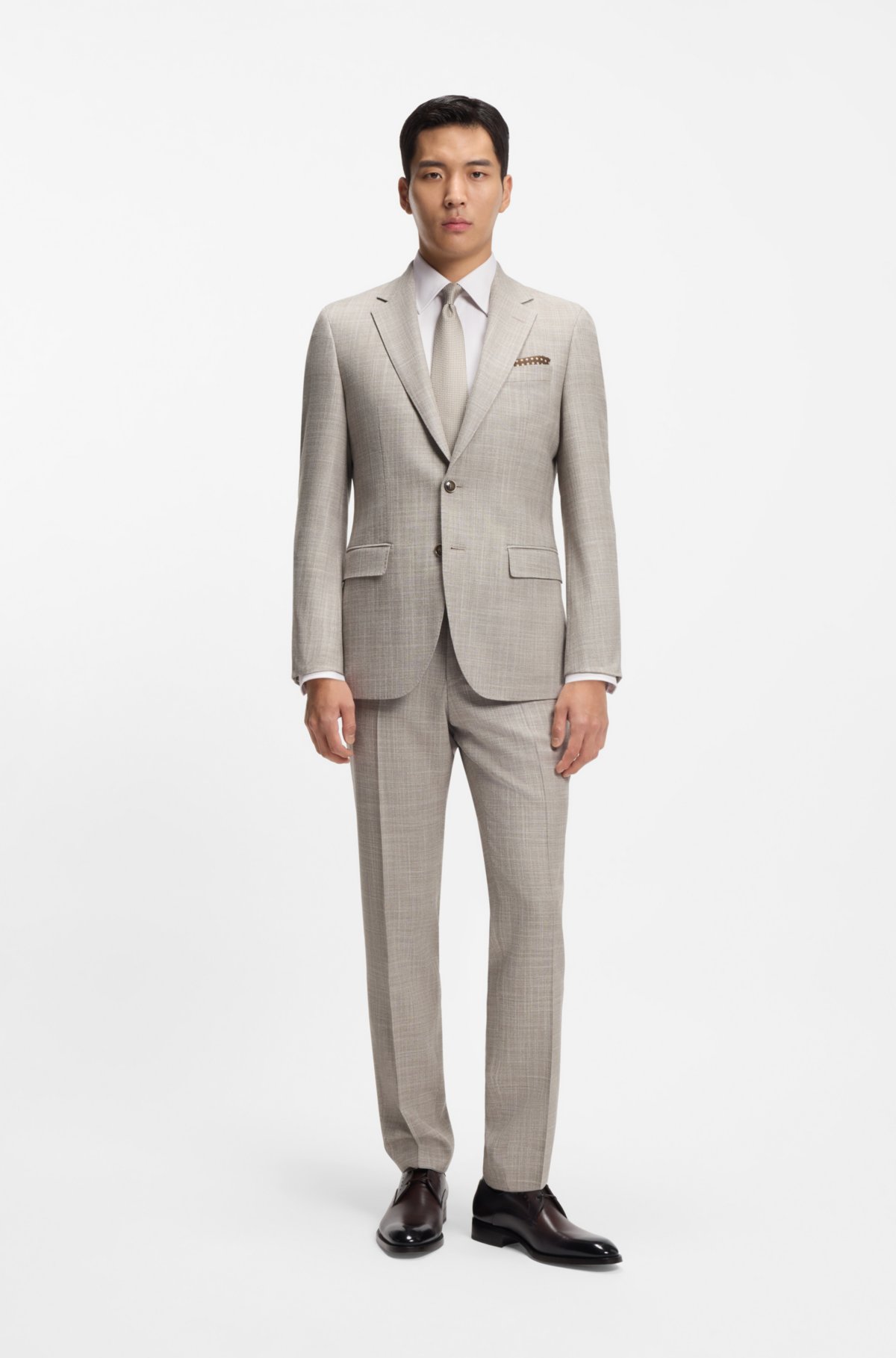 Camisa slim-fit em algodão italiano com estrutura
