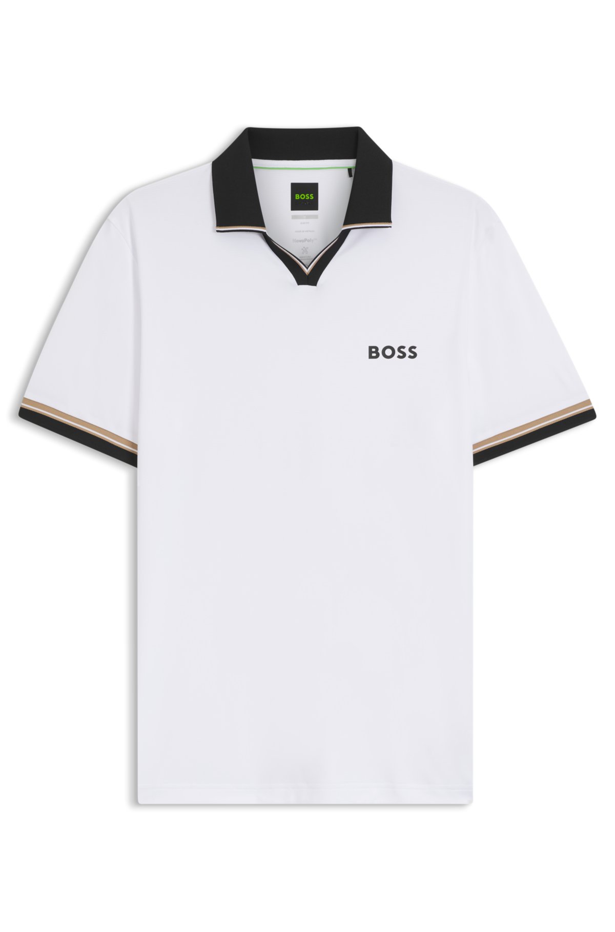 Camisa polo slim-fit ativa com detalhes de listras características