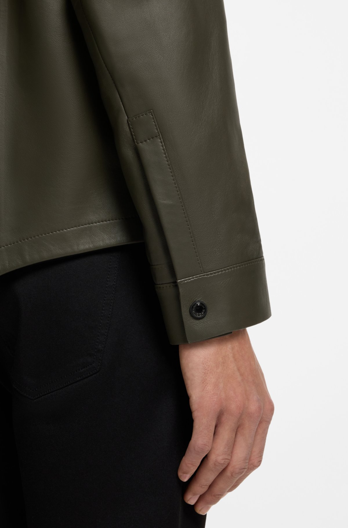 Camisa regular-fit Porsche x BOSS em couro napa