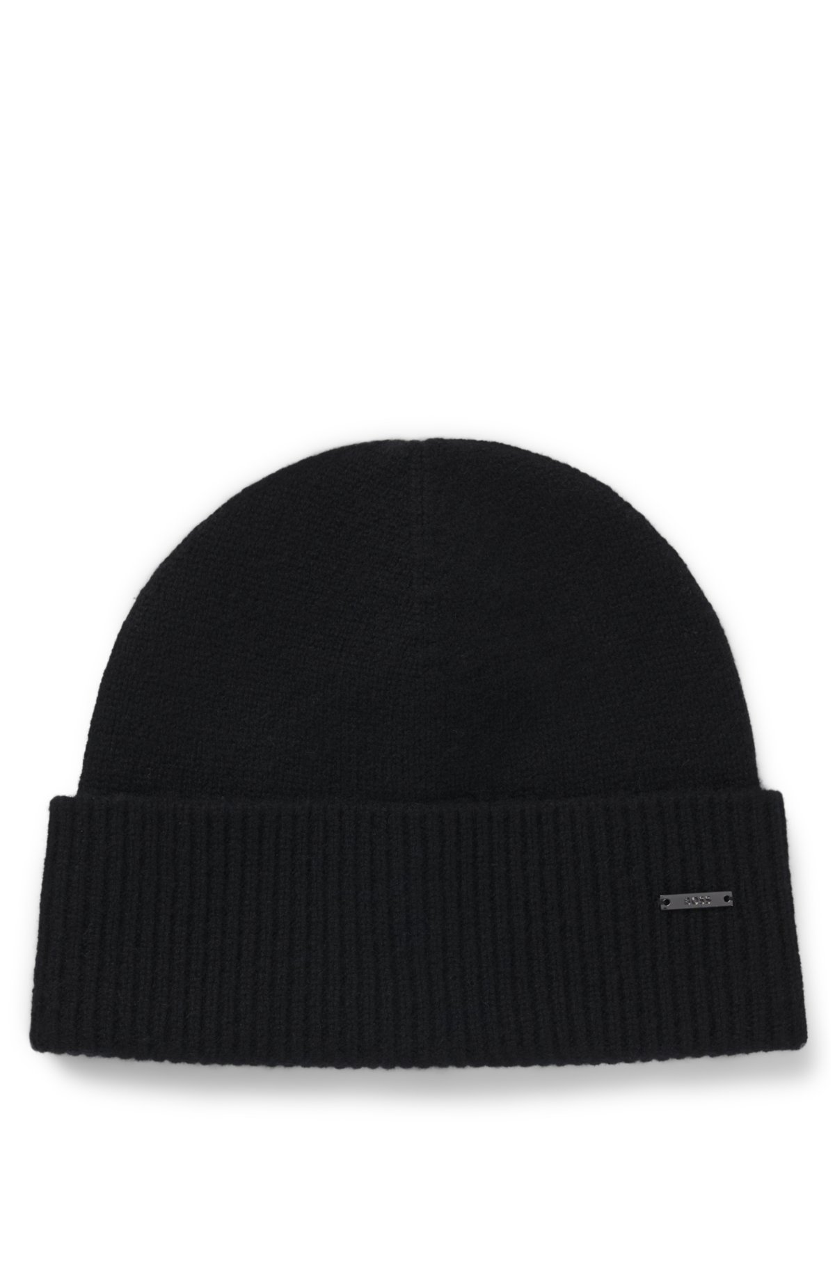 Chapéu de beanie com placa de logotipo em cashmere