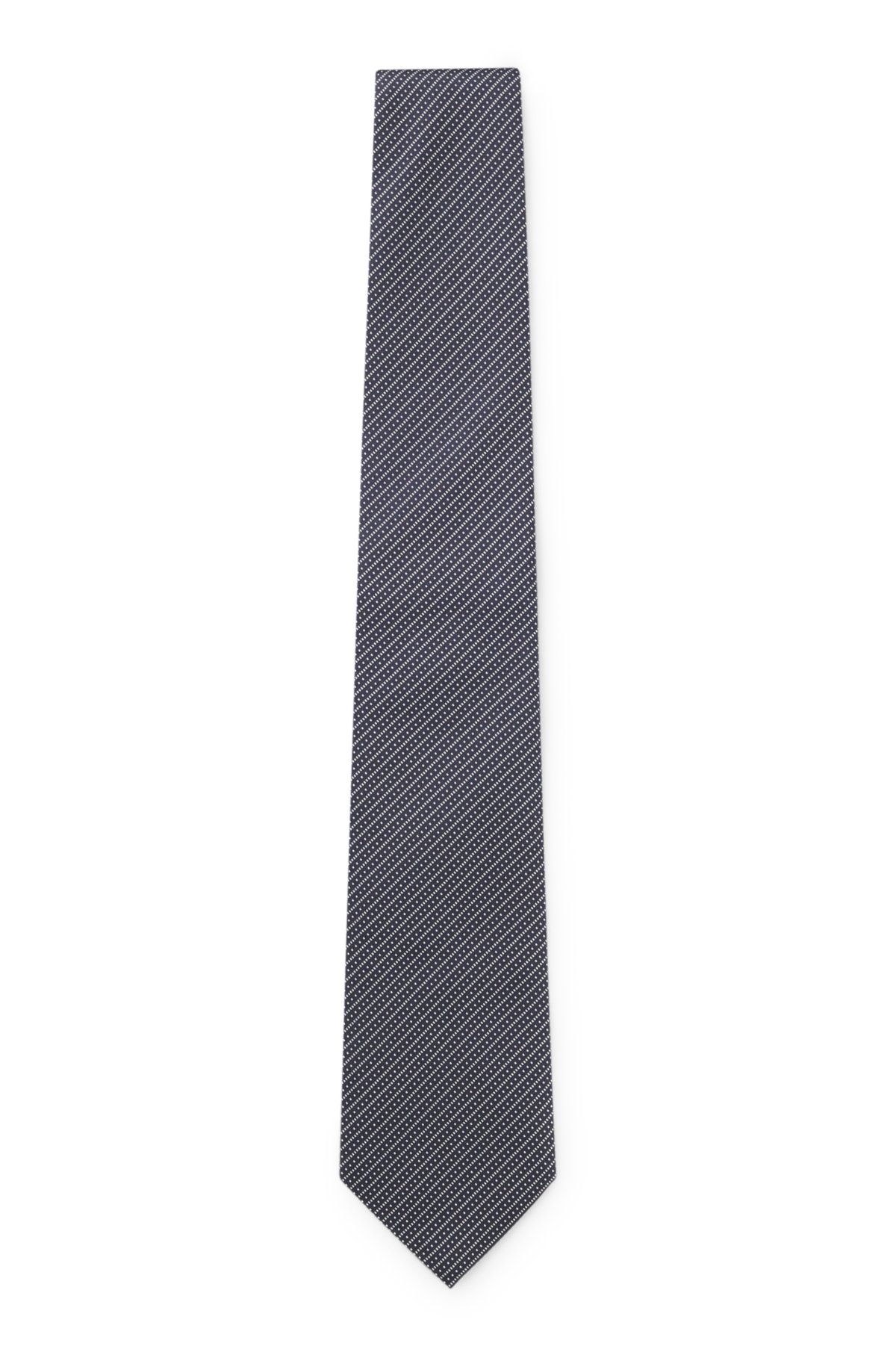 Gravata com listras diagonais em jacquard de seda italiana
