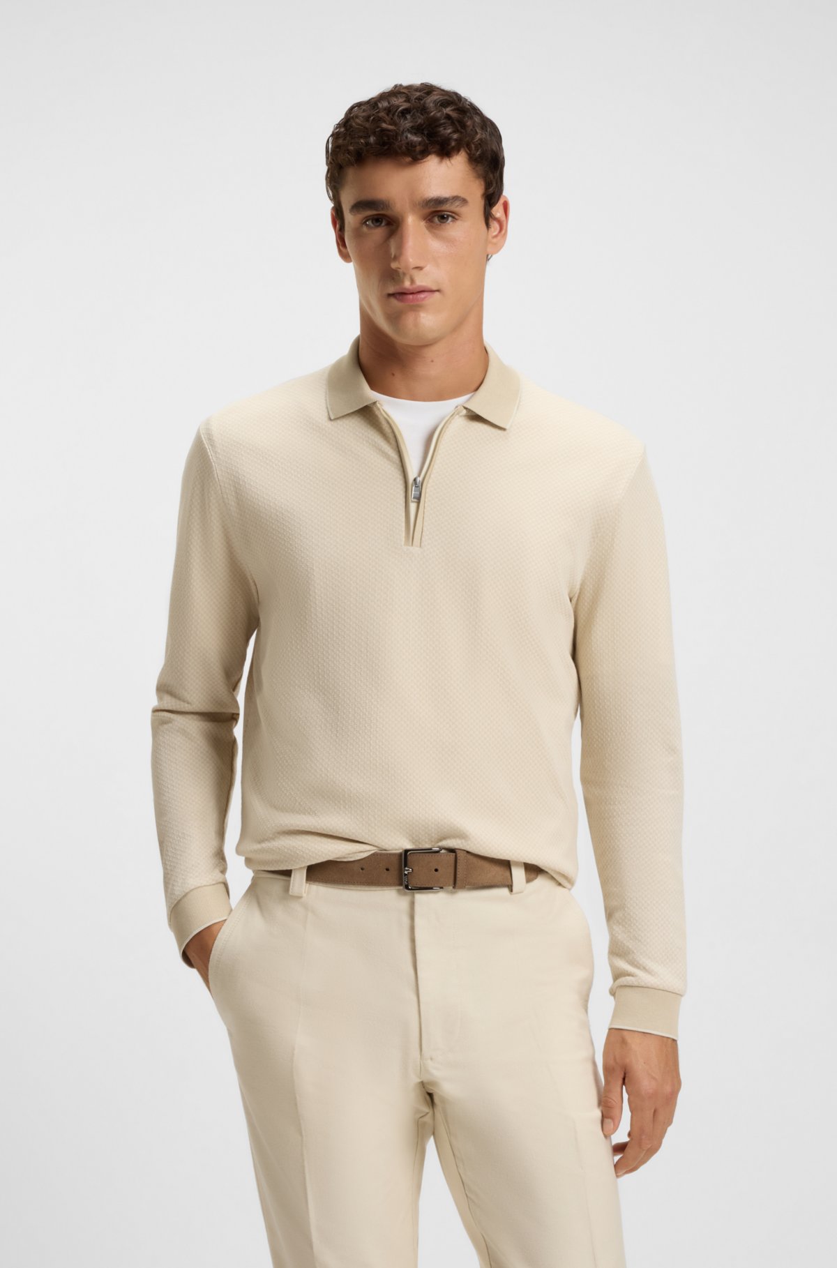 Camisa polo de algodão mercerizado com estrutura bicolor