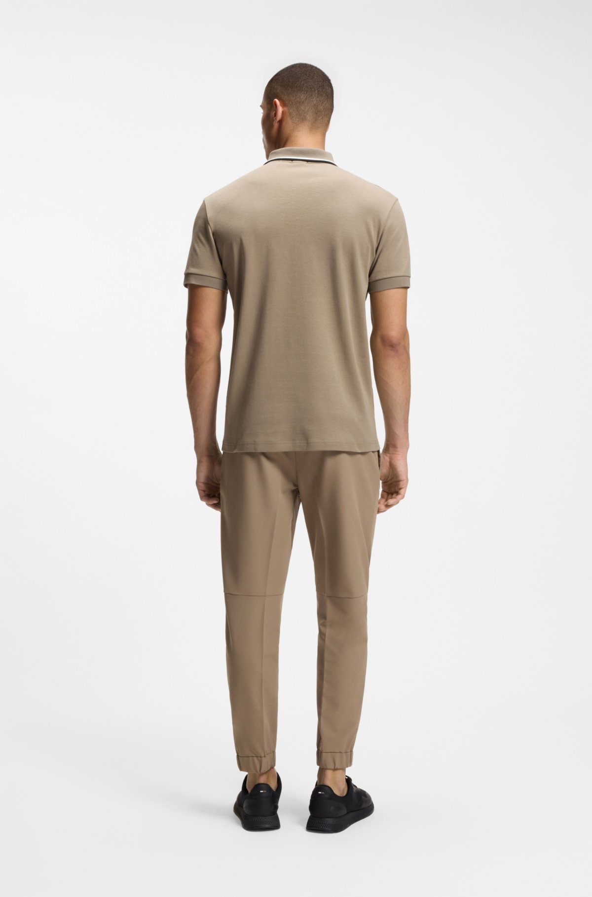 Camiseta polo slim-fit de algodão em malha
