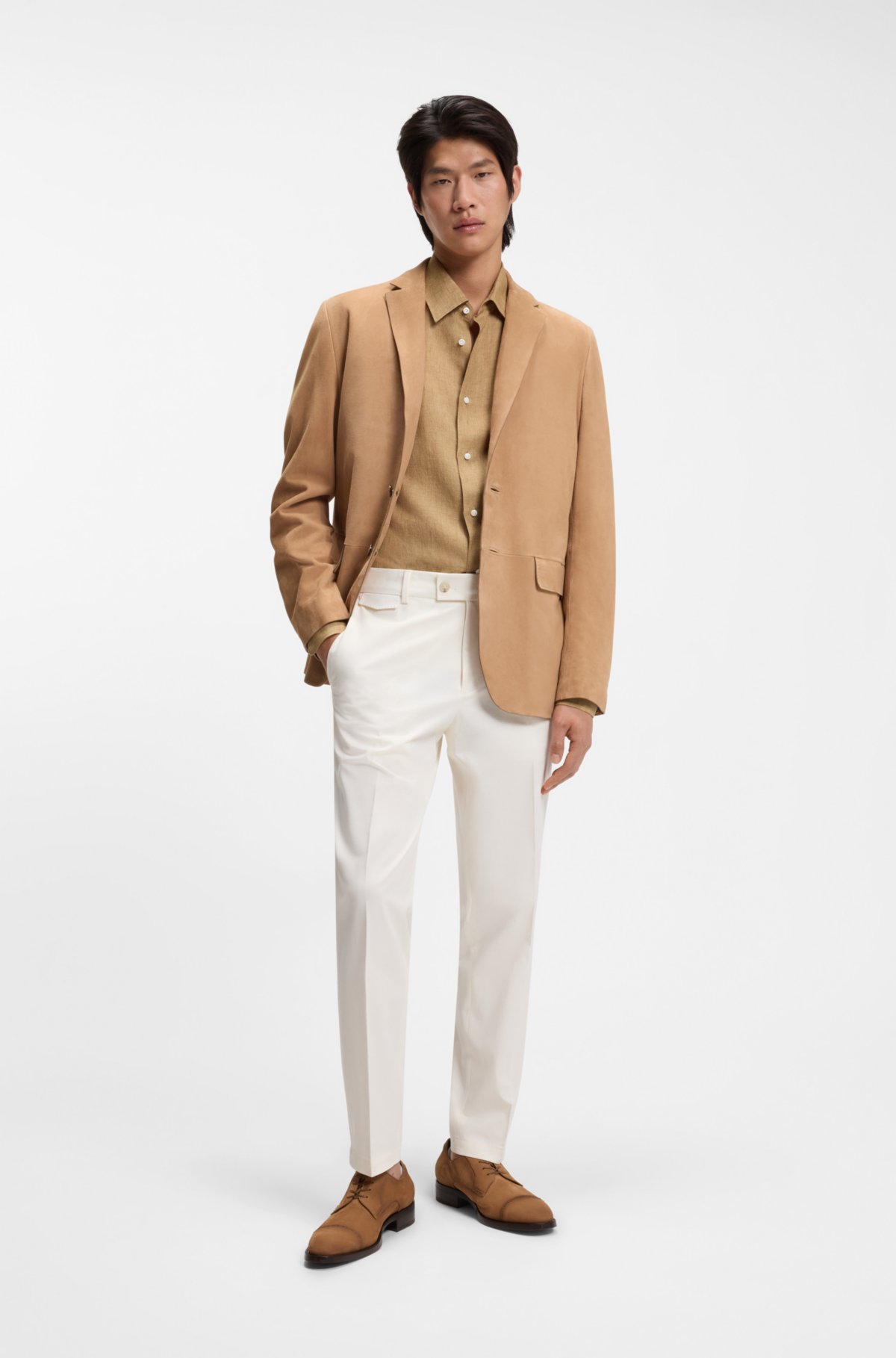 Camisa slim-fit em linho feito na Itália