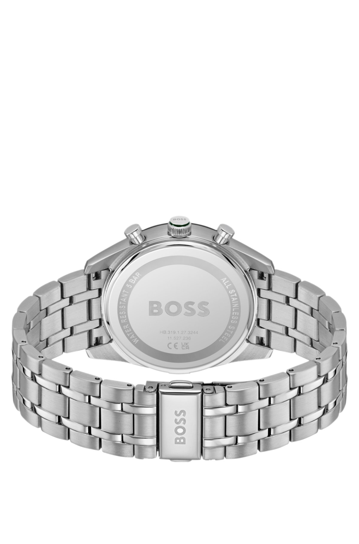 Relógio com mostrador verde e pulseira com efeito dourado