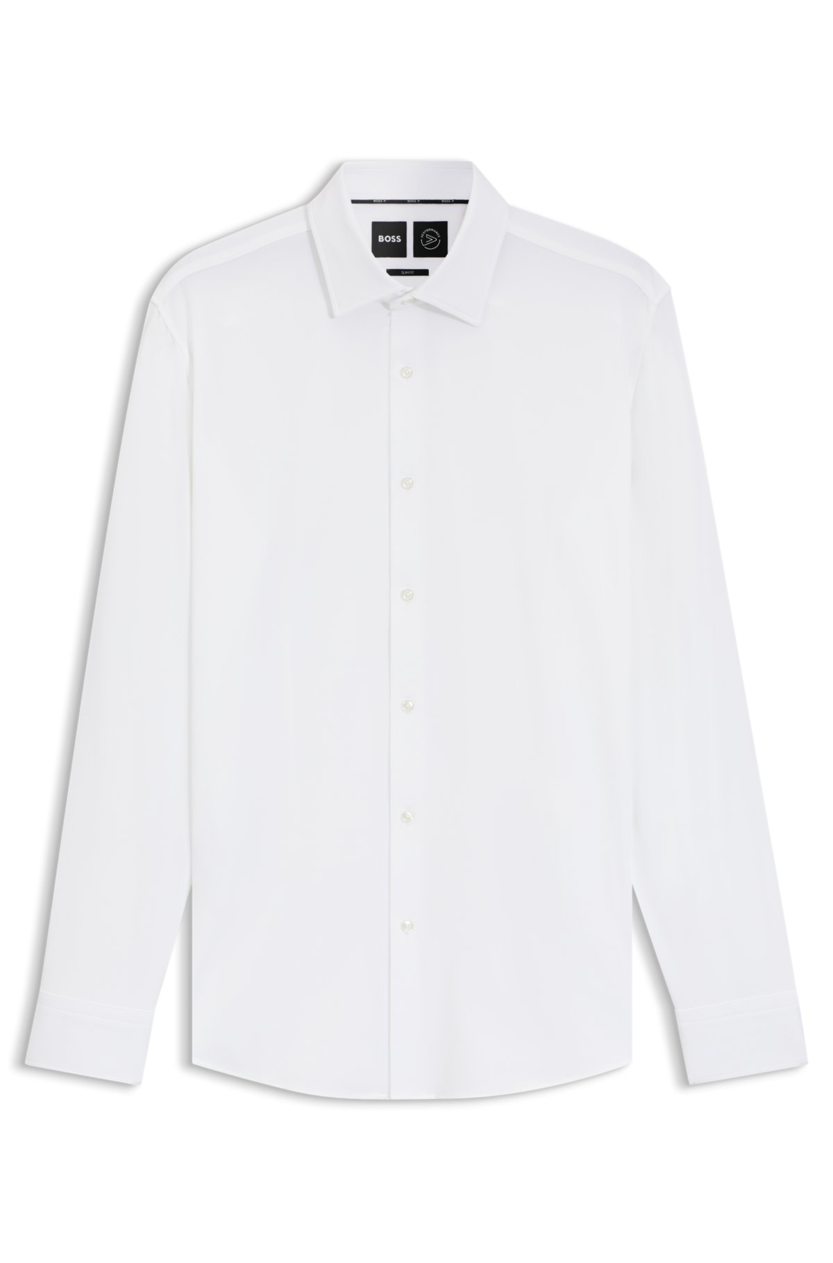 Camisa slim-fit em malha de desempenho italiana com elastano