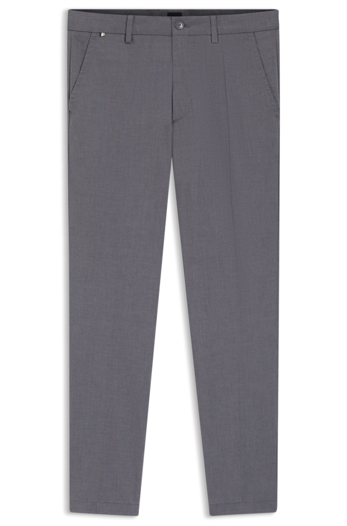 Calças slim-fit em algodão com elastano dobby