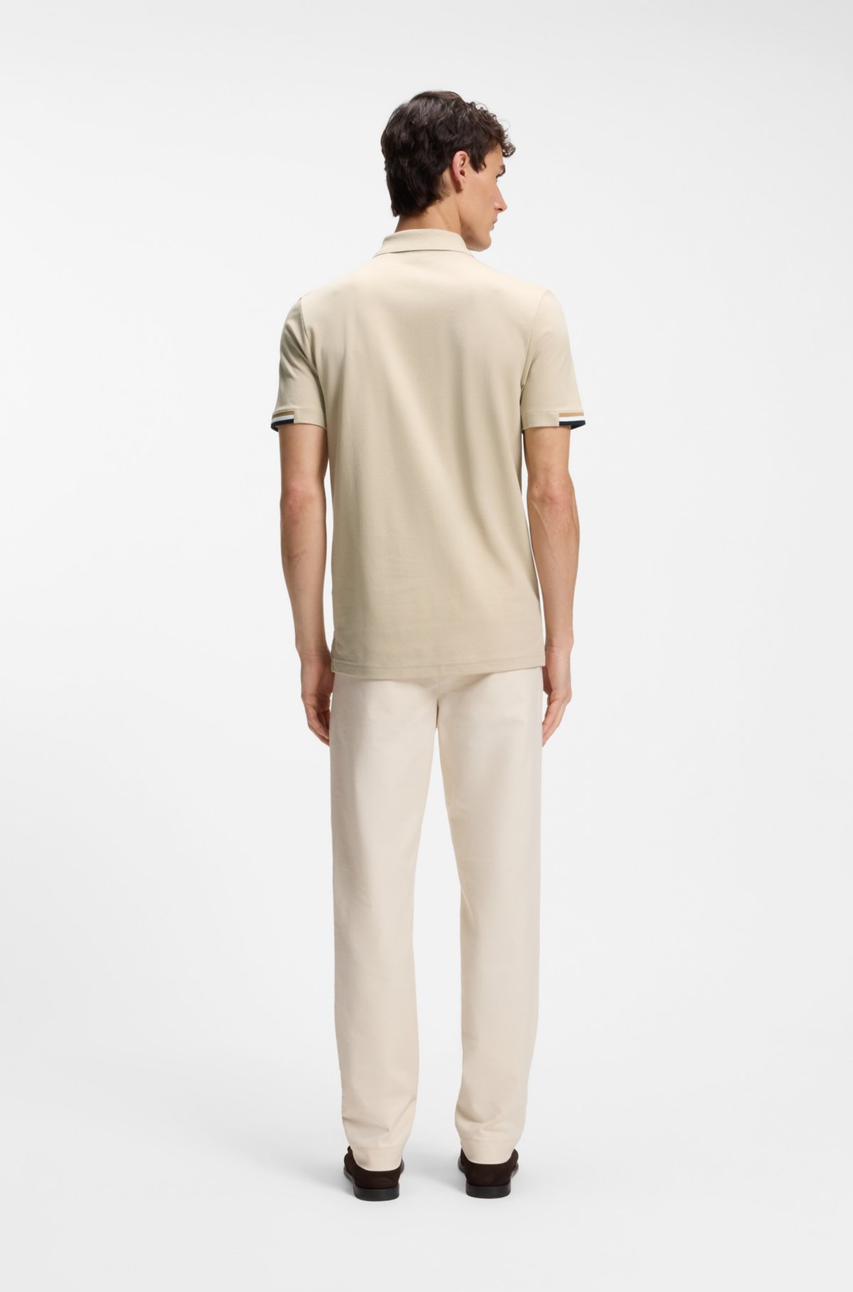 Camisa polo com logotipo em borracha em algodão mercerizado