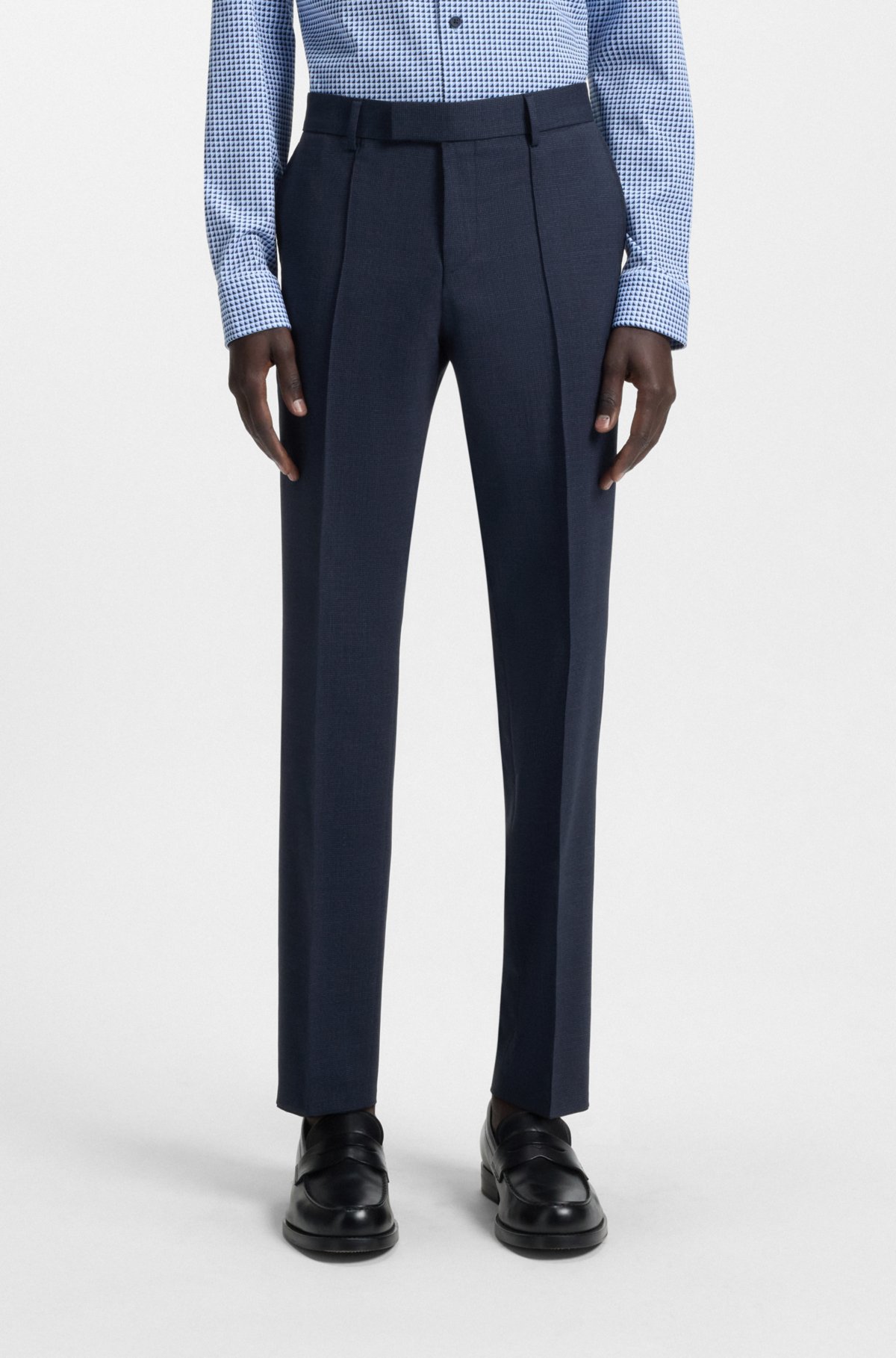 Terno slim-fit com estampa em lã elástica