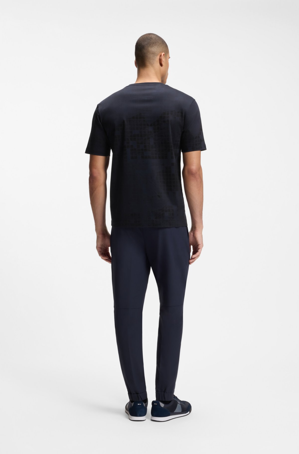 Camiseta de malha estampada em algodão mercerizado