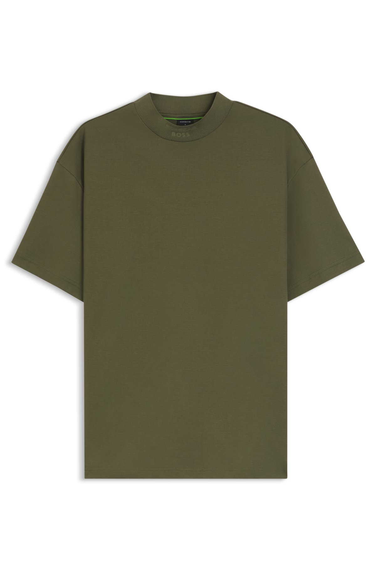 Camiseta masculina solta Porsche x BOSS com gola logotipo