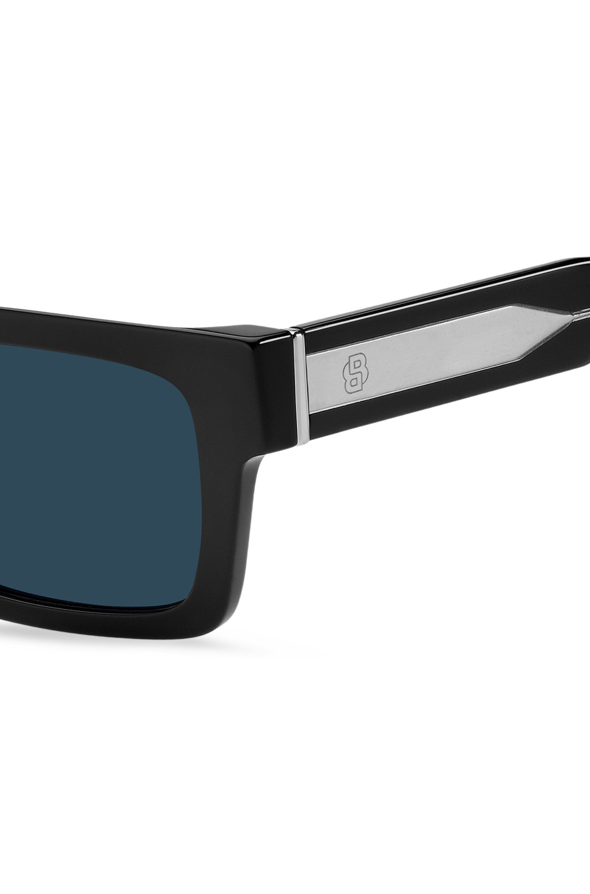 Óculos de sol pretos em acetato com monograma Double B