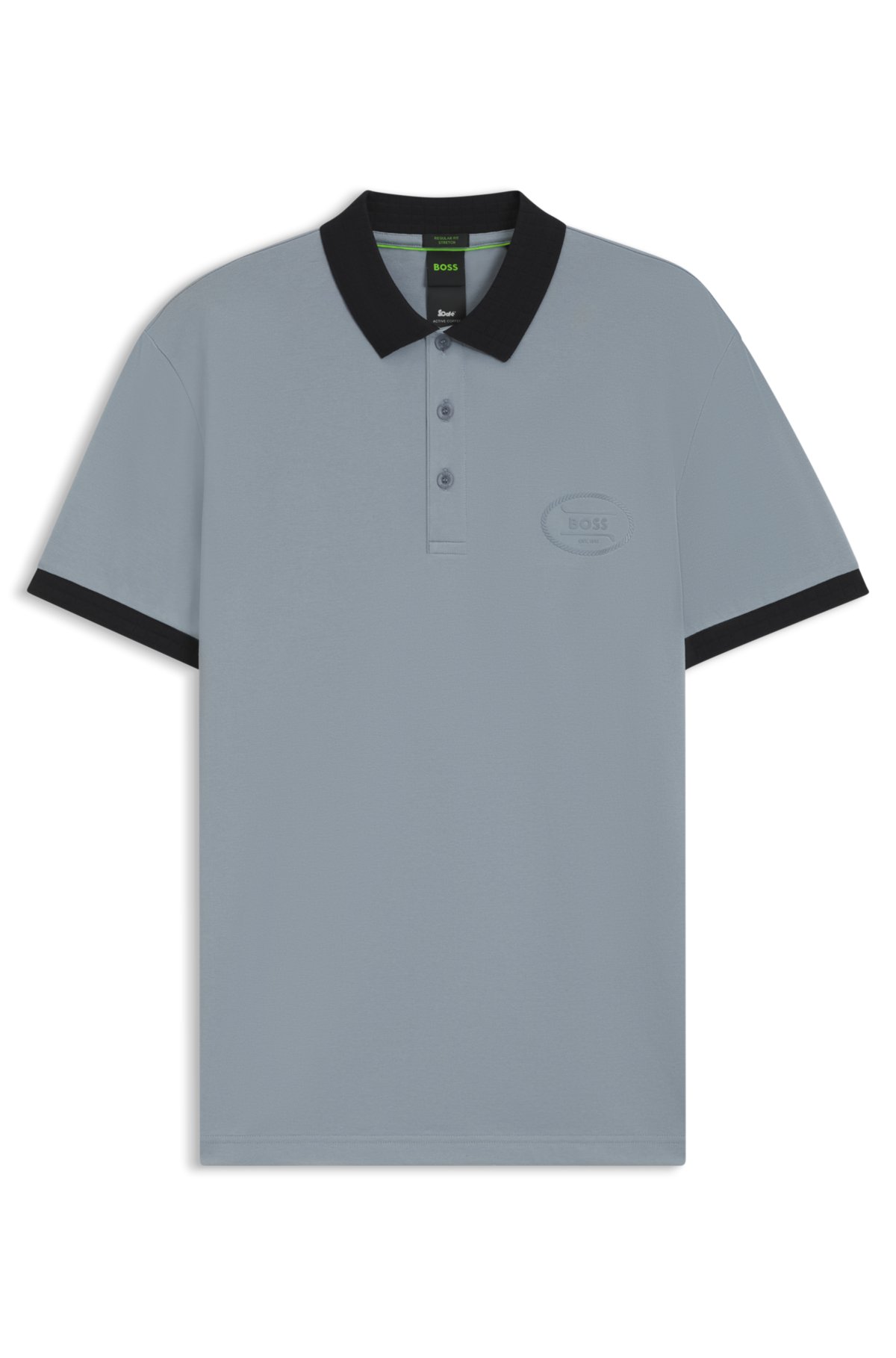 Camisola polo elastizada em mistura de algodão Camisola polo elastizada em mistura de algodão