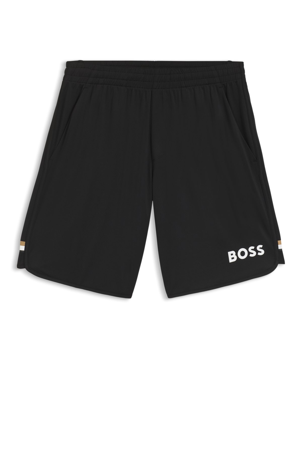 Shorts de malha elástica com logo e cordão oculto