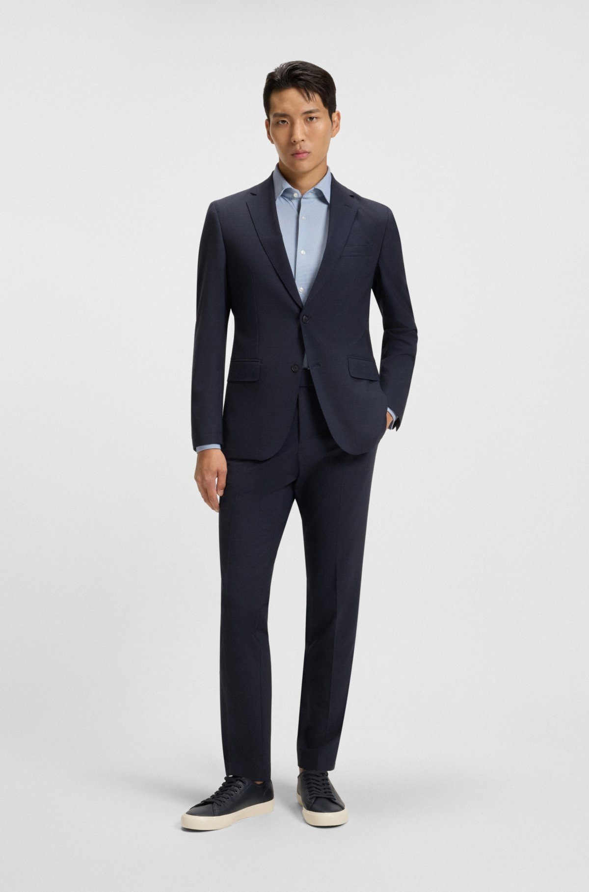 Camisa slim-fit em tecido italiano de alta elasticidade