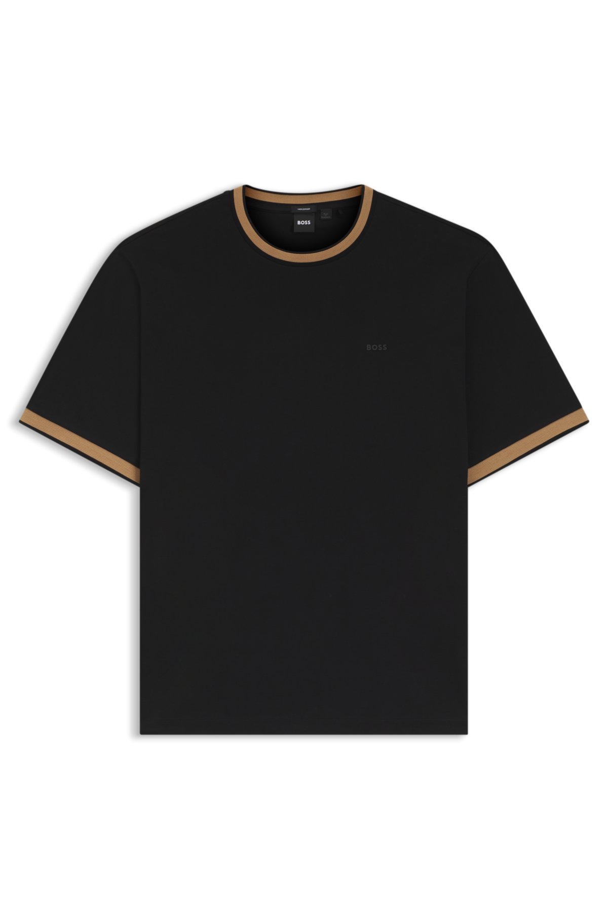 Camiseta com detalhes de listras em algodão mercerizado